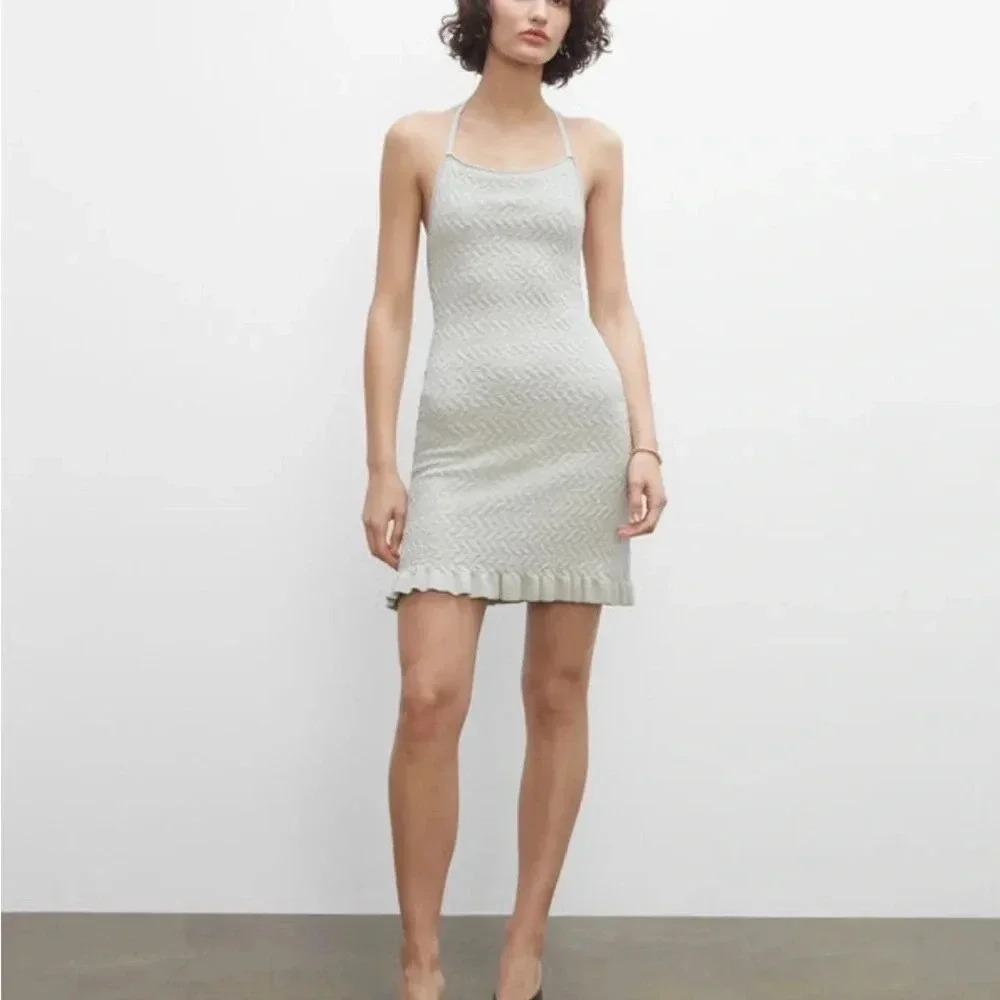Club Monaco Strappy Texture Tank Dress Soft Knit Mint Green Size Medium